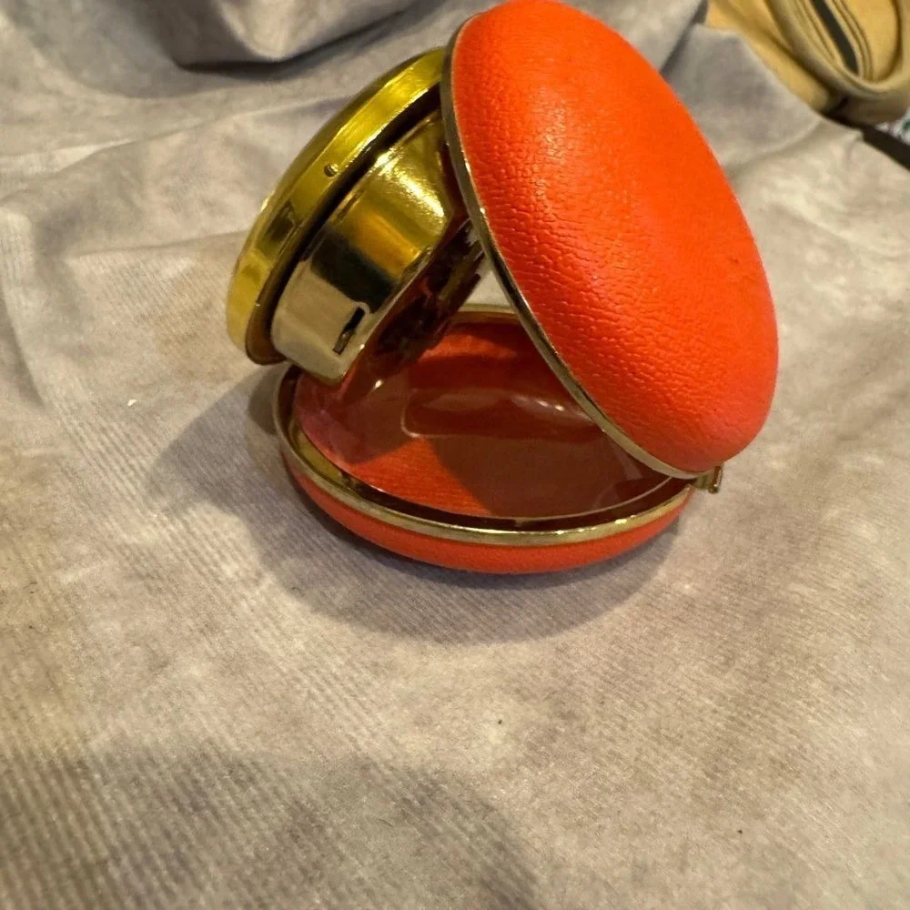 Elgin vintage travel alarm wind up‎ clock orange case